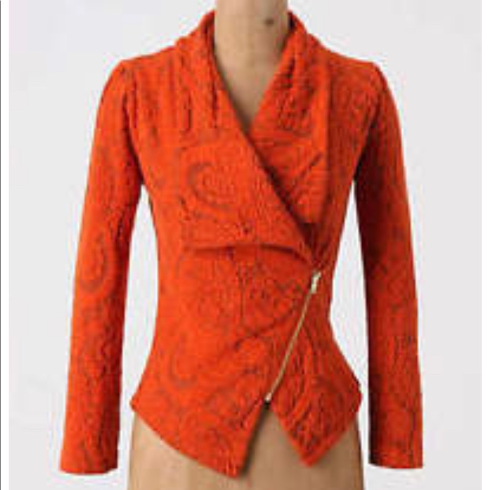 Anthropologie Moth paisley sweater moto jacket